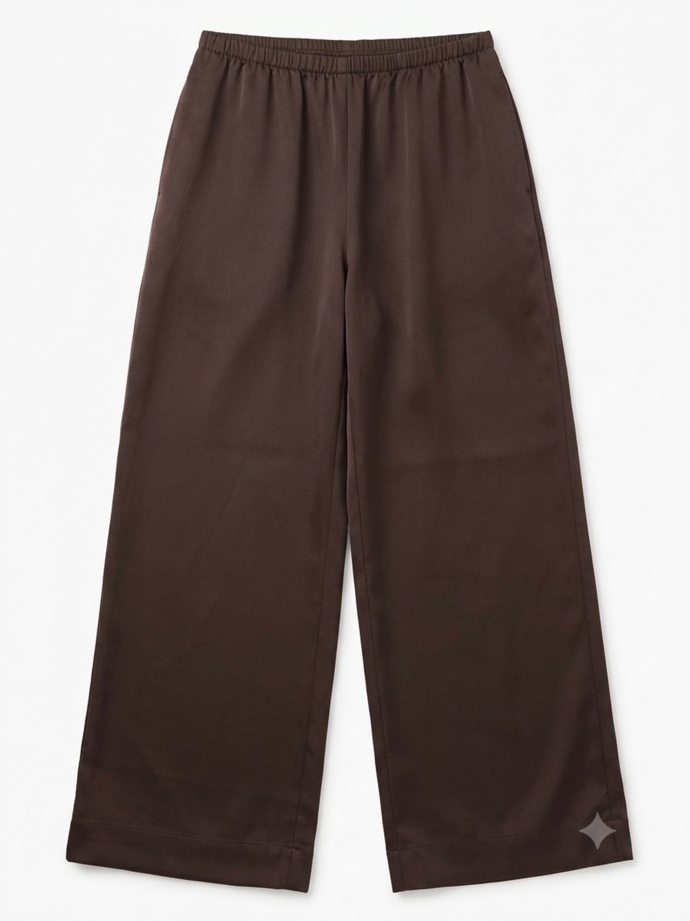 NWT A New Day Brown Satin Pull On Wide Leg Pants Sz M Elastic Waist Pockets Cozy